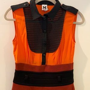 Missoni Bkack/ Orange/ Rust Color Block Dress  Sm